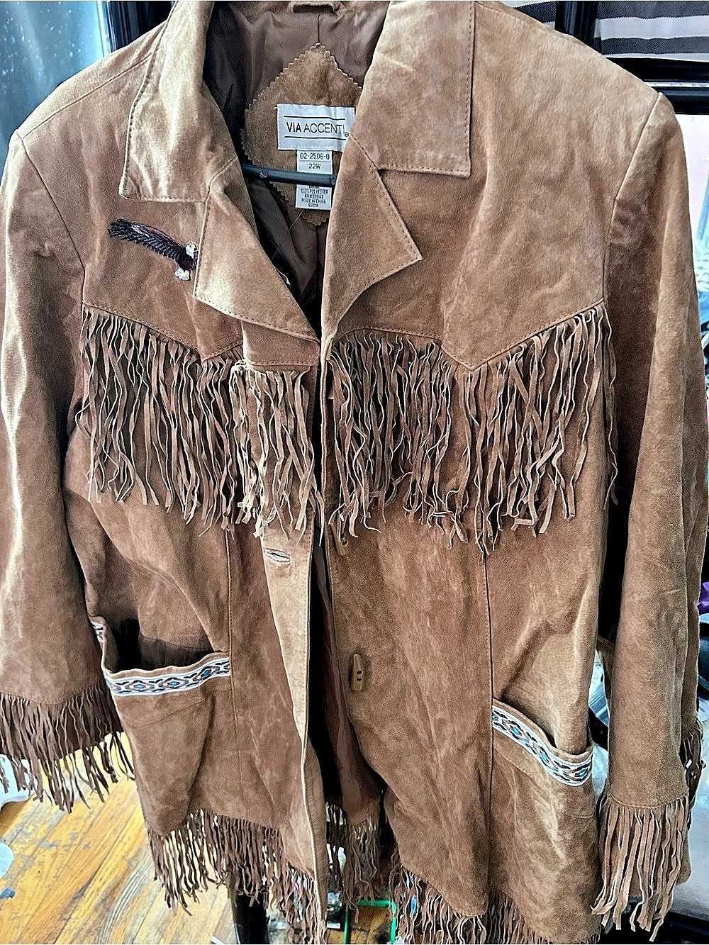 VIA ACCENT Genuine Leather Fringe Jacket Size 22w